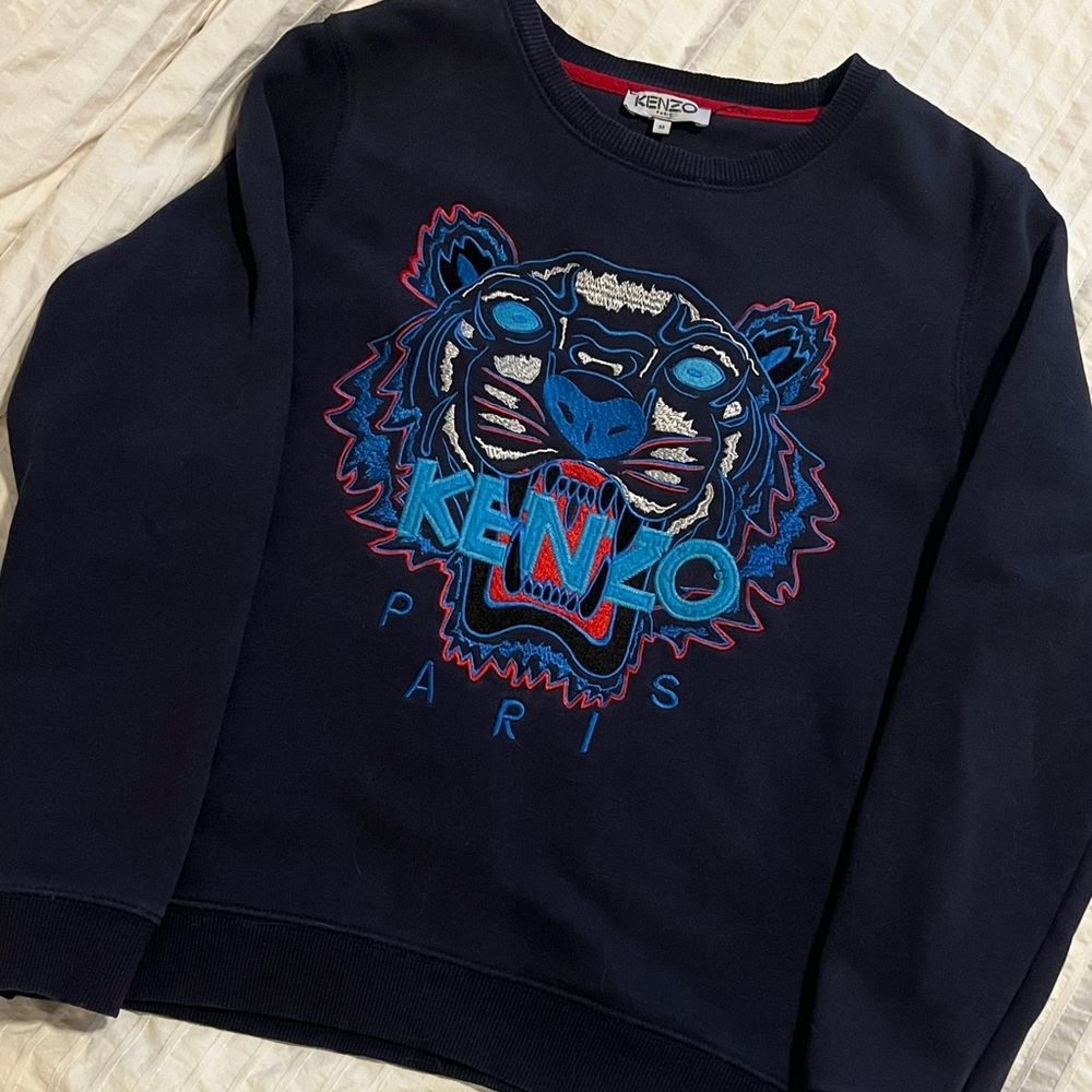 Kenzo Navy Blue Sweatshirt with Multicolor Tiger Design